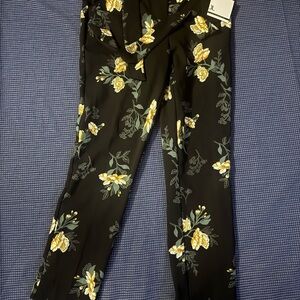 Jules & Leopold Black Floral Print Pants with Yellow Flowers